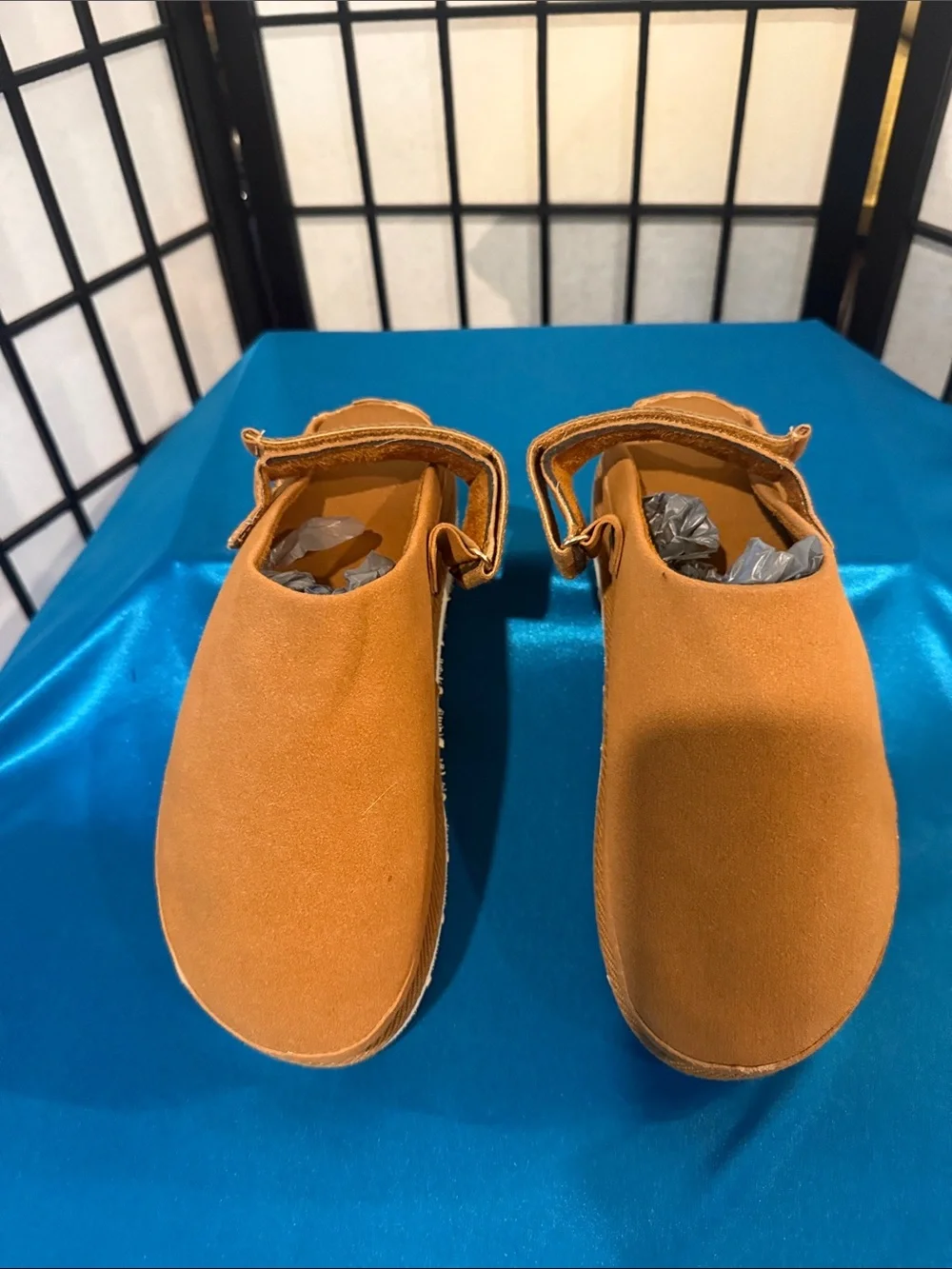 Kids Slip-On Clog Slippers in Tan with White Sole